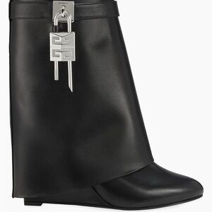 Givenchy Shark Lock Black Leather Ankle Boots